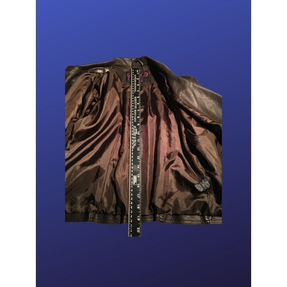 SAY WHAT? Faux Leather Cropped Moto Biker Jacket, BROWN, Women’s L, VGUC - Picture 6 of 12